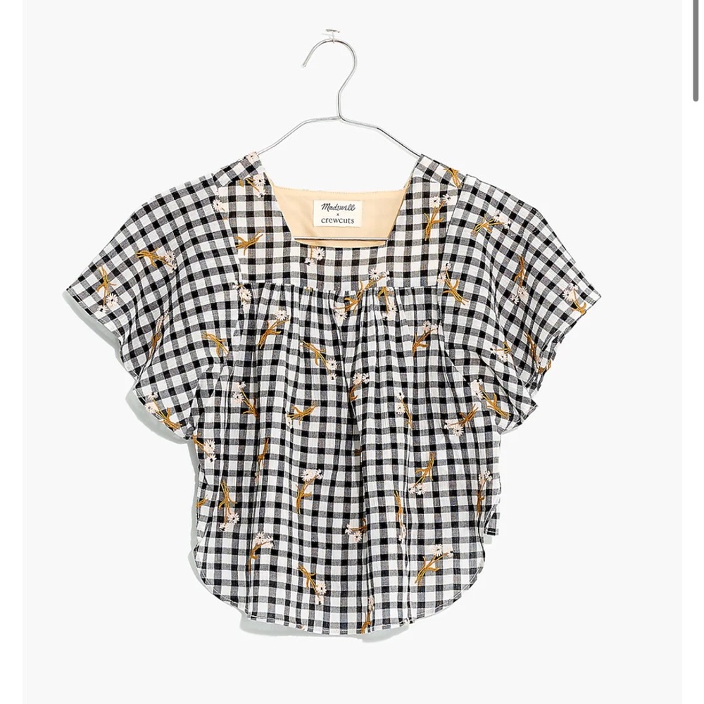 Madewell x Crewcuts Embroidered Gingham Butterfly Top size 16